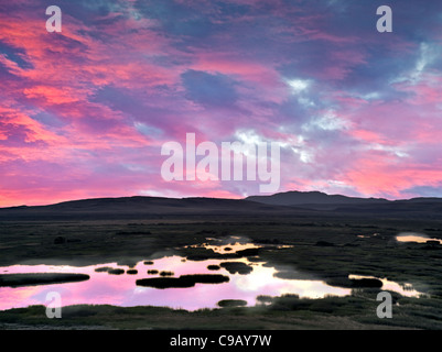 Les étangs de Buena Vista au lever du soleil. Malhuer National Wildlife Refuge. Un ciel de l'Oregon a été ajouté Banque D'Images