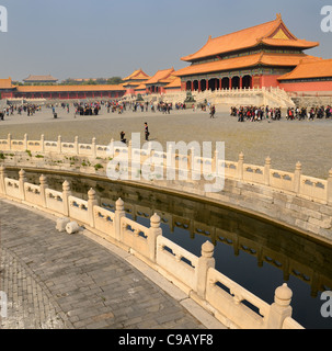 L'eau et de la rivière intérieure Golden Gate de l'harmonie suprême dans Forbidden City Beijing République populaire de Chine Banque D'Images