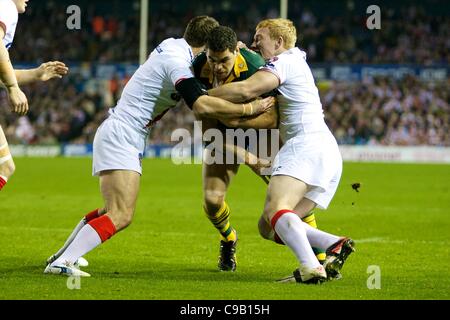 19.11.2011 Leeds, Angleterre. L'Australie Rugby League Greg Inglis en action au cours de la Gillette Quatre Nations Rugby League match final entre l'Angleterre v l'Australie a joué à Elland Road. Banque D'Images