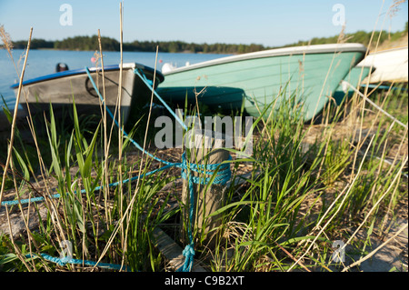 Barques liées de l'île d'Aland Finlande Banque D'Images