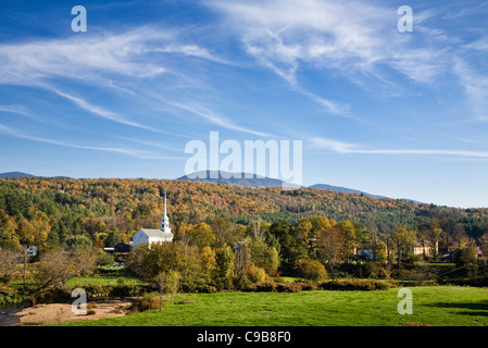 Le Stowe Community Church dans les montagnes Vertes du Vermont. Banque D'Images