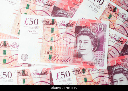 New UK £50 notes, la plus haute coupure en circulation, émis par la Banque d'Angleterre le 2 novembre 2011 Banque D'Images