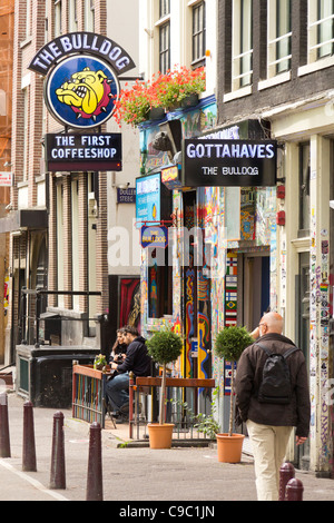The Bulldog Coffeeshop dans le quartier rouge d'Amsterdam, Pays-Bas Banque D'Images