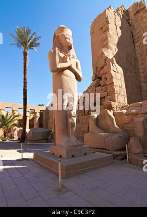 Cour péristyle dans le Temple d'Amon-Ra à Karnak, Egypte Banque D'Images