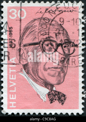 Suisse 1972 : timbre imprimé en Suisse, montre Le Corbusier (Charles-Edouard Jeanneret) Banque D'Images