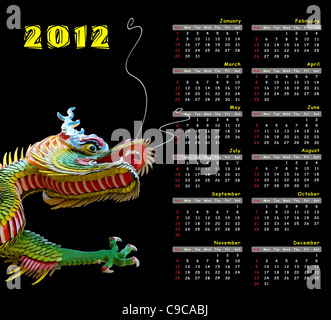 Calendrier 2012 et dragon Banque D'Images