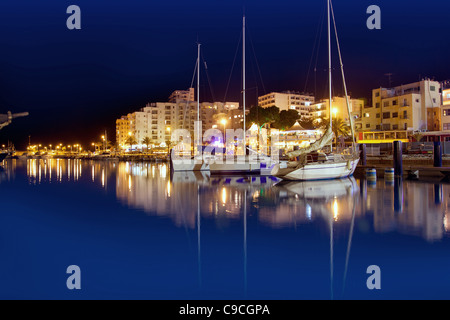 San Antonio de Portmany nuit vue sur le port dans l'île d'Ibiza Banque D'Images