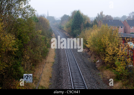 Ligne de chemin de fer à voie unique, Kenilworth, England, UK Banque D'Images