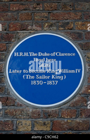 Le marquage d'une plaque bleue 1826 accueil du duc de Clarence, futur roi William IV, Charles Street, Mayfair, londoin, Angleterre