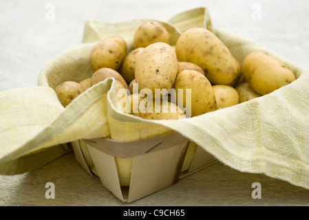 Les pommes de terre fraîches dans panier Banque D'Images