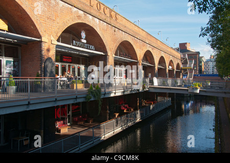 De Deansgate Locks sur le canal de Rochdale, Manchester, Angleterre, RU Banque D'Images