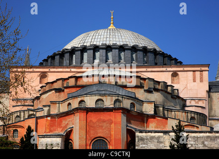 'Détail' de Sainte-Sophie et son dôme majestueux, Istanbul, Turquie. Banque D'Images