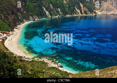 Vue panoramique de Petanoi (ou "plage de Petani') sur l'île de Céphalonie, Mer Ionienne, Grèce Banque D'Images