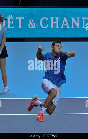 22.11.2011 Londres, Angleterre Yanina de France réagit après avoir gagner le match contre Mardy Fish des Etats-Unis d'Amérique au cours de la Tennis Barclays ATP World Tour Finals 2011 au 02 London Arena. Banque D'Images