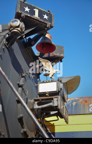 Un détail de l'American Freedom locomotive sur l'affichage à l'extérieur du B&O Railroad Museum, Baltimore, Maryland. Banque D'Images