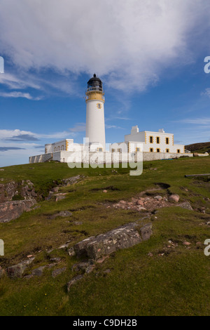 Rua Reidh ou Rubha Reidh Lighthouse Gairloch Melvaig Ross-shire en Écosse Phare et bâtiments auxiliaires Banque D'Images