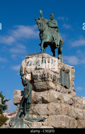 Statue du Roi Jaime Jaume Primero d'Aragon sur horse au Placa Espanya Palma de Majorque Espagne Baléares Majorque isle Banque D'Images