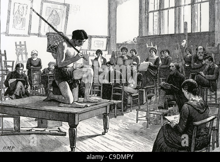 Classe de Dessin à la Slade, Londres en 1883 Banque D'Images