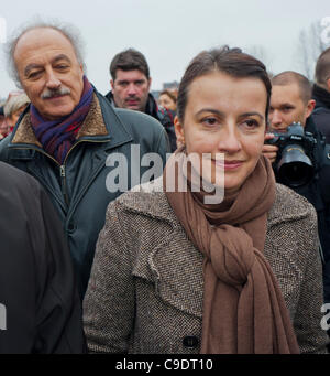 Paris, France, politiciens du Parti Vert français, Cécile Duflot, (OXFAM) EELV, (Europe, Europe-Ecologie les Verts), ex-ministre du logement, au Mémorial hommage à Daniele Mitter-rand, ministre de la France, parti politique français, femmes politiques, femme politique Banque D'Images