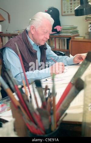 Animateur tchèque Zdenek Miler, créateur d'un personnage des dessins animés de la Mole. En République tchèque, le 22 juin 1993. (Photo/CTK Tomas Novak) Banque D'Images