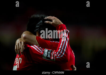 Portugal Liga Zon Sagres 13ème round - SL Benfica (SLB) x Rio Ave FC (RAFC) Nolito SL Benfica de l'avant après avoir marqué son deuxième but (cinquième pour Benfica) Banque D'Images