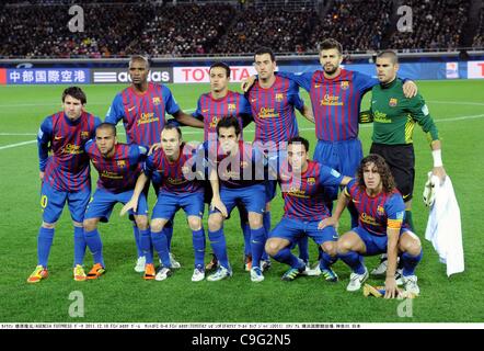 Groupe de l'équipe de Barcelone, 18 décembre 2011 - Football : l'équipe de Barcelone photo de groupe (rangée du haut - de gauche à droite) Eric Abidal, Thiago Alcantara, Sergio Busquets, Gerard Pique, Victor Valdes, (rangée du bas - de gauche à droite) Lionel Messi, Daniel Alves, Andreas Iniesta, Cesc Fabregas, Xavi et Carles Puyol avant Banque D'Images