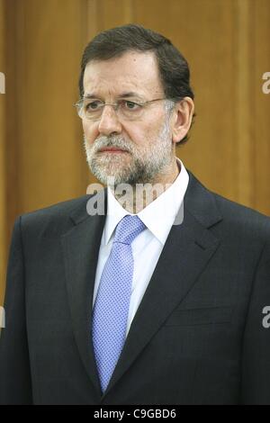 22 déc., 2011 - Madrid, Espagne - nouveau premier ministre Espagnol Mariano Rajoy à la zarzuela Palace après Rajoy's cérémonie le 21 décembre 2011 à Madrid. Le roi d'Espagne Juan Carlos a assermenté nouveau premier ministre conservateur Mariano Rajoy, qui a promis des mesures d'urgence pour sauver le pays d'un Banque D'Images