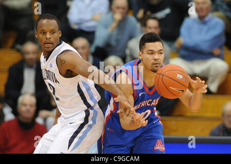 22 déc., 2011 - Villanova, New York, États-Unis - dans un jeu joué au pavillon de Villanova, en Pennsylvanie. Villanova bat l'américain par un score de 73-52. (Crédit Image : © Mike Southcreek/ZUMAPRESS.com)/human life by Sylvester Graham Banque D'Images