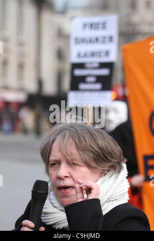 Guantanamo Londres Rallye, manifestant, Shaker Aamer, les prisonniers Banque D'Images