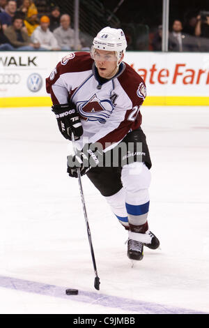 14 janvier 2012 - Dallas, Texas, États-Unis - Colorado Avalanche Paul Stastny (26) au cours de l'action entre les Stars de Dallas et l'Avalanche du Colorado. Colorado bat Dallas 2-1 à l'American Airlines Center (crédit Image : © Andrew Dieb/ZUMAPRESS.com)/Southcreek Banque D'Images