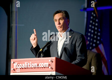 16 janvier 2012 - Myrtle Beach, SC, États-Unis d'Amérique - Mitt Romney parle lors de la Caroline du Sud, la liberté et la foi présidentielle Forum. Lancement de la Coalition Banque D'Images