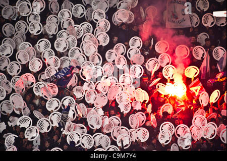 Atalanta fans, le 21 janvier 2012 - Football / Soccer : Italien 'Serie' une correspondance entre Atalanta 0-2 la Juventus au Stadio Atleti Azzurri d'Italia à Bergame, Italie. (Photo de Maurizio Borsari/AFLO) [0855] Banque D'Images