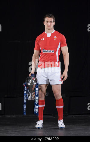 Sam Warburton (Pays de Galles) lors du lancement officiel du tournoi des Six Nations de rugby tournoi au Hurlingham Club à Londres. Banque D'Images