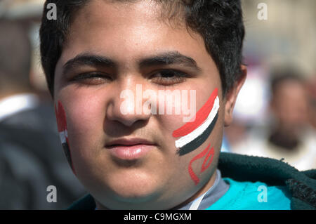 Le Caire, Egtypt. 24 Jan, 2012. 1er anniversaire, la révolution égyptienne place Tahrir au Caire Banque D'Images