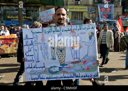 Le Caire, Égypte. 24 Jan, 2012. 1er anniversaire, la révolution égyptienne place Tahrir au Caire Banque D'Images