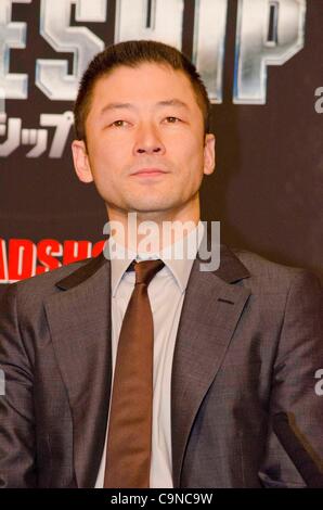 Tadanobu Asano, Jan 31, 2012 : Tokyo, Japon, l'acteur japonais Tadanobu Asano apparaît lors d'une conférence de presse pour le film 'BATTLESHIP' par Peter Berg dans le Grand Hyatt Tokyo. C'est un film sur la bataille contre les aliens et une histoire d'amour. Taylor kitsch, Alexander Skarsgard, Rihanna, Brooklyn Decker, Banque D'Images