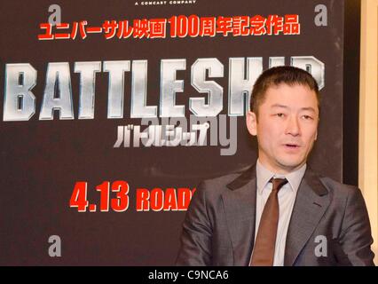 Tadanobu Asano, Jan 31, 2012 : Tokyo, Japon, l'acteur japonais Tadanobu Asano apparaît lors d'une conférence de presse pour le film 'BATTLESHIP' par Peter Berg dans le Grand Hyatt Tokyo. C'est un film sur la bataille contre les aliens et une histoire d'amour. Taylor kitsch, Alexander Skarsgard, Rihanna, Brooklyn Decker, Banque D'Images