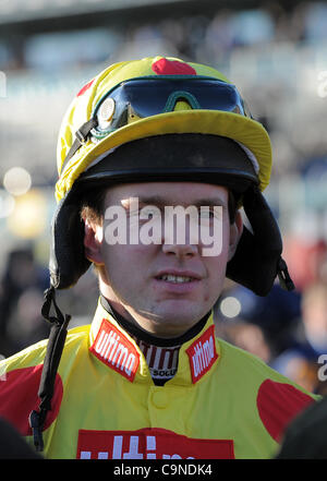 GERARD TUMELTY JOCKEY HIPPODROME DE DONCASTER DONCASTER ANGLETERRE 28 Janvier 2012 Banque D'Images