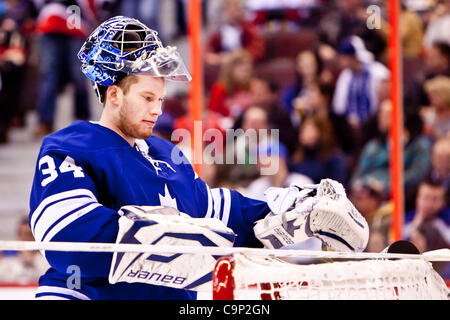 10 févr. 04, 2012 - Ottawa, Ontario, Canada - James Reimer au cours de l'action entre les sénateurs et les Leafs. (Crédit Image : © Leon Switzer/ZUMAPRESS.com)/Southcreek Banque D'Images