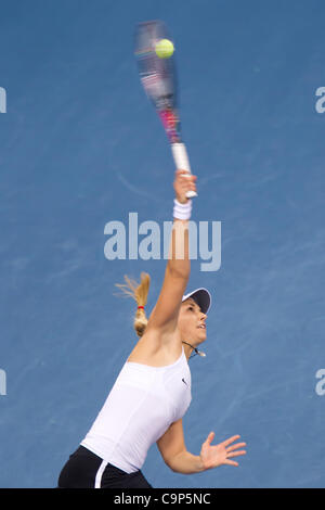 L'allemand Sabine Lisicki joue contre Petra Kvitova lors d'un match de tennis Fed Cup Allemagne vs République Tchèque à Stuttgart, en Allemagne, le dimanche 5 février 2012. (Photo/CTK Petr Sznapka) Banque D'Images