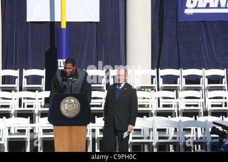 Giants Champions Superbowl- Tickertape Parade NYC 07/02/2012.Les joueurs reçoivent les clés de la ville par le maire Bloomberg.(Image Crédit : Â© Globe Photos/ZUMAPRESS.com) Banque D'Images