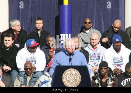 Giants Champions Superbowl- Tickertape Parade NYC 07/02/2012.Les joueurs reçoivent les clés de la ville par le maire Bloomberg.(Image Crédit : Â© Globe Photos/ZUMAPRESS.com) Banque D'Images