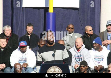 Giants Champions Superbowl- Tickertape Parade NYC 07/02/2012.Les joueurs reçoivent les clés de la ville par le maire Bloomberg.(Image Crédit : Â© Globe Photos/ZUMAPRESS.com) Banque D'Images