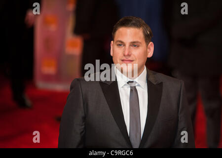 London, UK, 12/02/2012. L'acteur Jonah Hill arrive pour les BAFTAs 2012 Banque D'Images