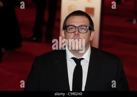 London, UK, 12/02/2012. L'acteur et scénariste Nick Frost arrive au BAFTAs 2012 Banque D'Images