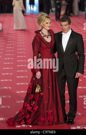 10 févr. 19, 2012 - Madrid, Espagne - Antonio Banderas et Melanie Griffith arrivent à Goya Cinema Awards 2012 cérémonie, au Palacio Municipal de Congresos, le 19 février 2012 à Madrid, Espagne. (Crédit Image : © Jack Abuin/ZUMAPRESS.com) Banque D'Images