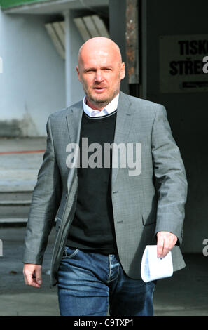 Entraîneur de l'équipe nationale de football Tchèque Michal Bilek avant de conférence de presse le 21 févr. 2012 à Prague, République tchèque l'avant match amical de l'Irlande contre la République tchèque. (Photo/CTK Stanislav Peska) Banque D'Images