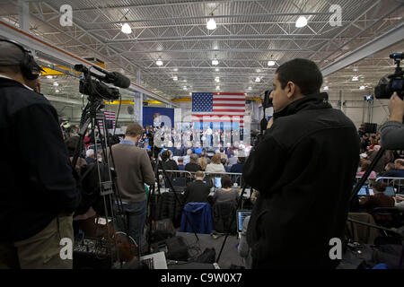 Shelby Township, Michigan - journalistes et équipes de télévision ont couvert l'événement en tant que président de campagnes de Mitt Romney dans la banlieue de Detroit. Banque D'Images