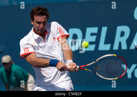 28 FÉVRIER- Delray Beach, FL- Premier tour de jeu au niveau de la 2012 Delray Beach International Tennis. (Photo par Andrew Patron/Zuma Press) Banque D'Images