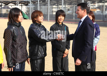 Sebastian Coe, président du LOCOG, le 28 février 2012 - JOC : Sebastian Coe, président du LOCOG, NTC inspectés au niveau National Training Center, Tokyo, Japon. (Photo de Daiju Kitamura/AFLO SPORT) [1045] Banque D'Images